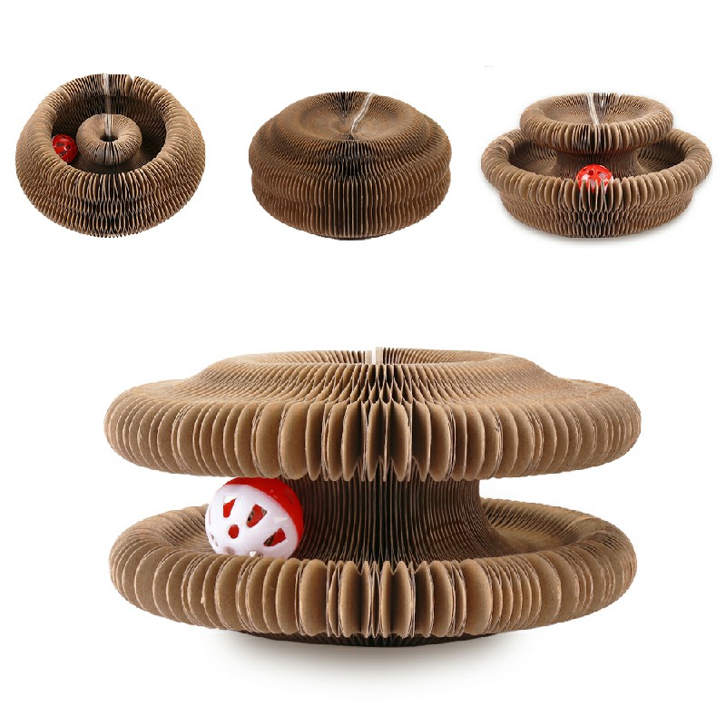 Foldable Accordion Organ Cat Scratching Board Cat Toy with Toy Bell