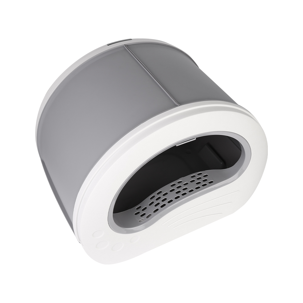 Grey Large Cat Litter Box Anti-Splashing Cat Pan Drawer with Sterilizing Light