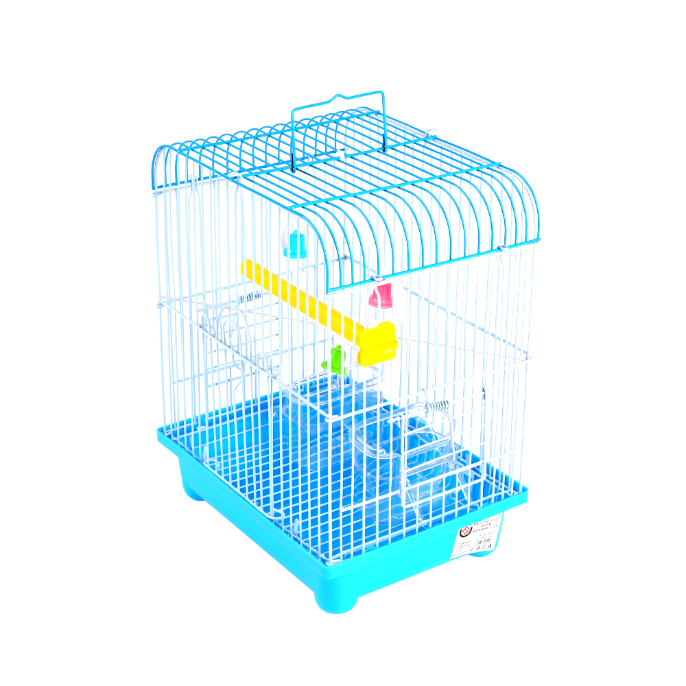 Blue Small Bird Cages 22cm x 27cm x 16cm for Canaries Finches Metal with Accessories