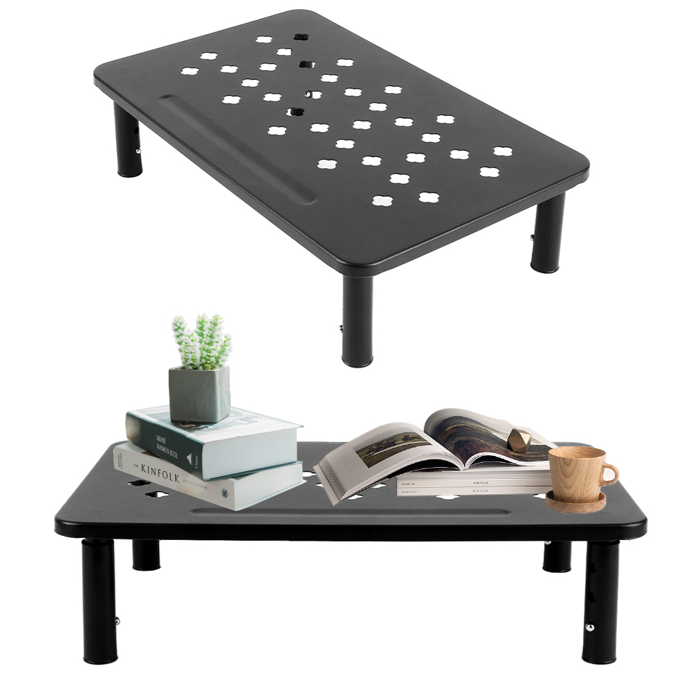 Black Metal Monitor Stand Riser Mesh Platform for Computer Laptop Printer