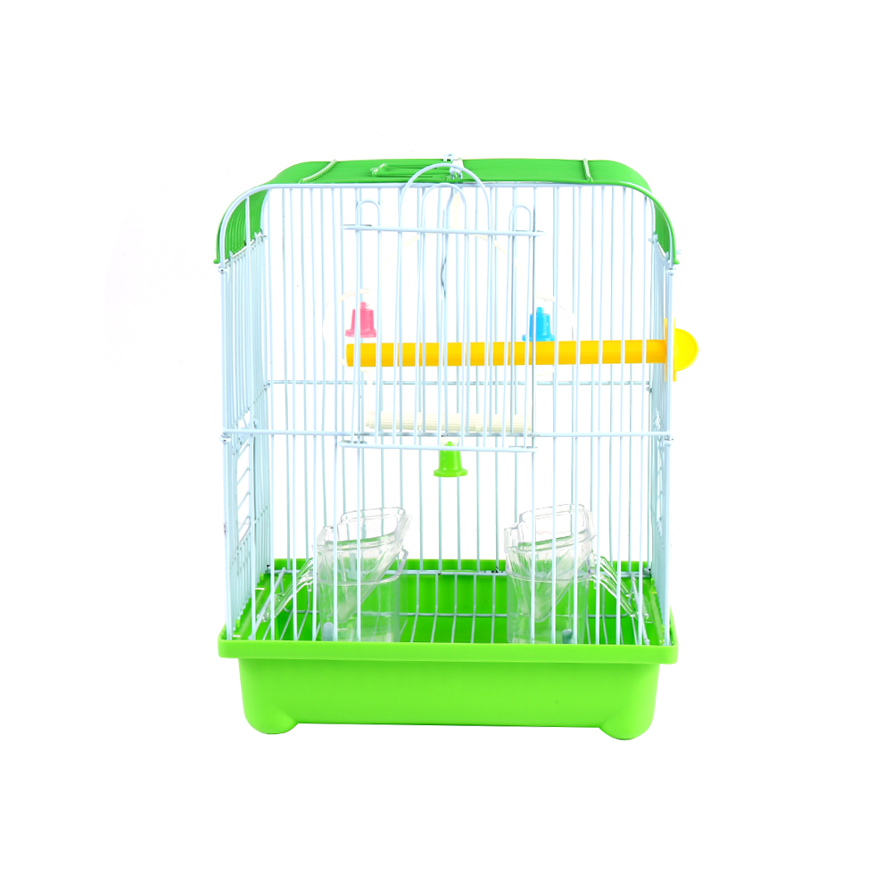 Green Small Bird Cages 22cm x 27cm x 16cm for Canaries Finches Metal with Accessories