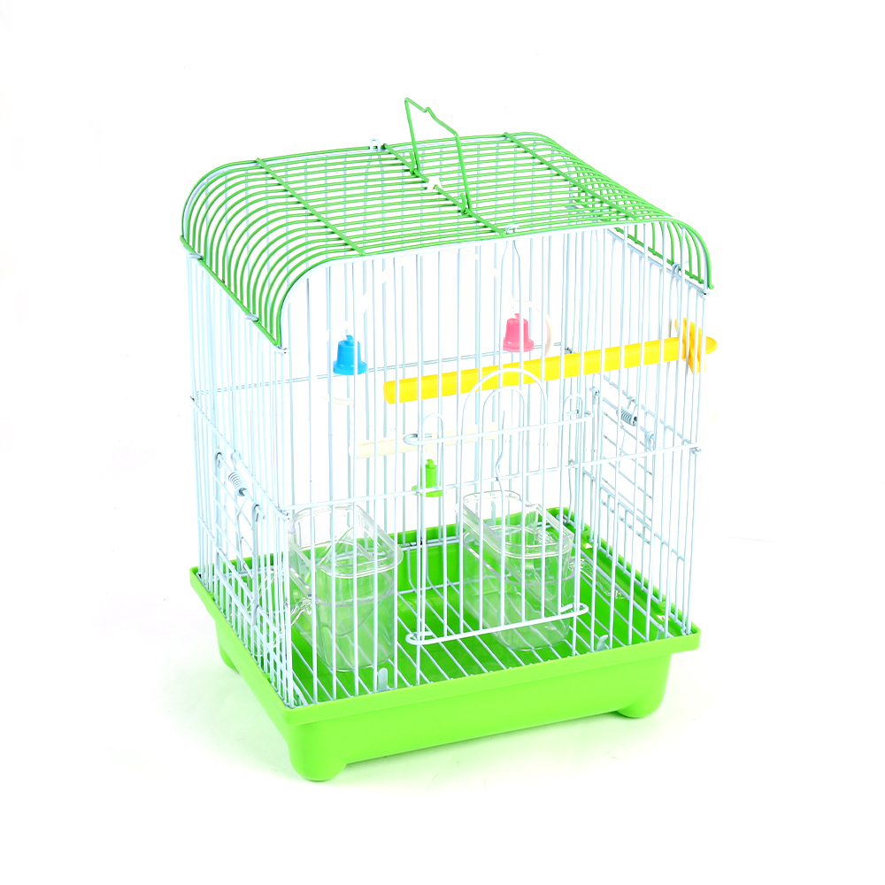 Green Small Bird Cages 22cm x 27cm x 16cm for Canaries Finches Metal with Accessories