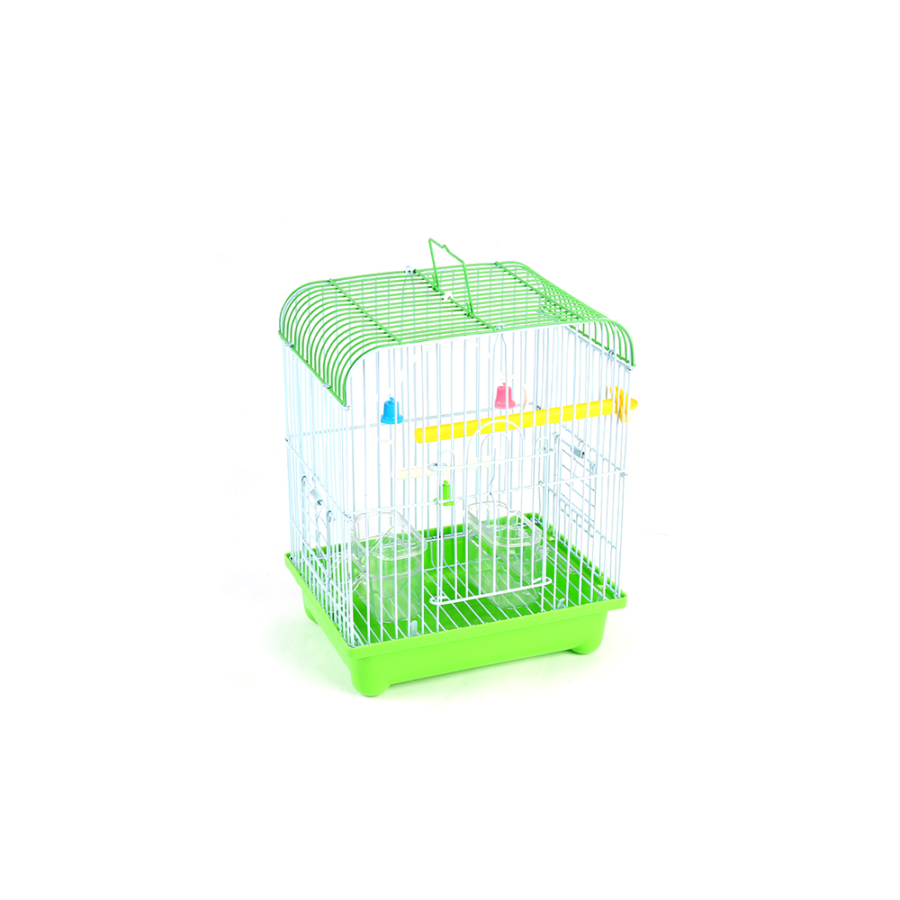 Green Small Bird Cages 22cm x 27cm x 16cm for Canaries Finches Metal with Accessories