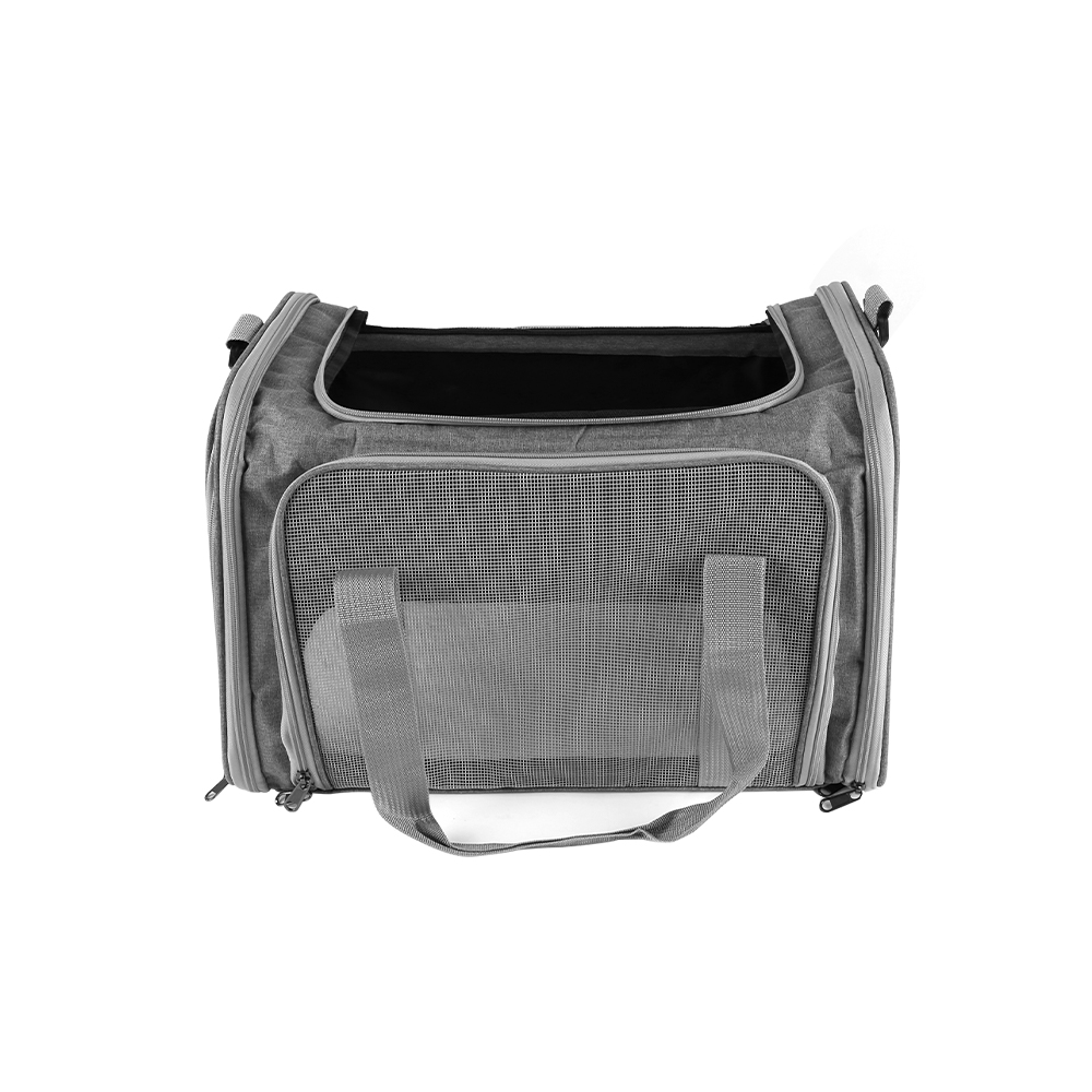 Grey Large Pet Carrier Bag Soft Fabric Foldable Portable Travel Cat Bag