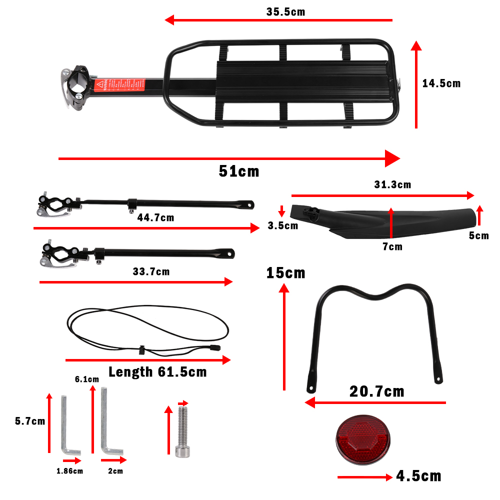 Mountain Bike Rear Pannier Rack Bicycle Rear Carrier with Adjustable Fender