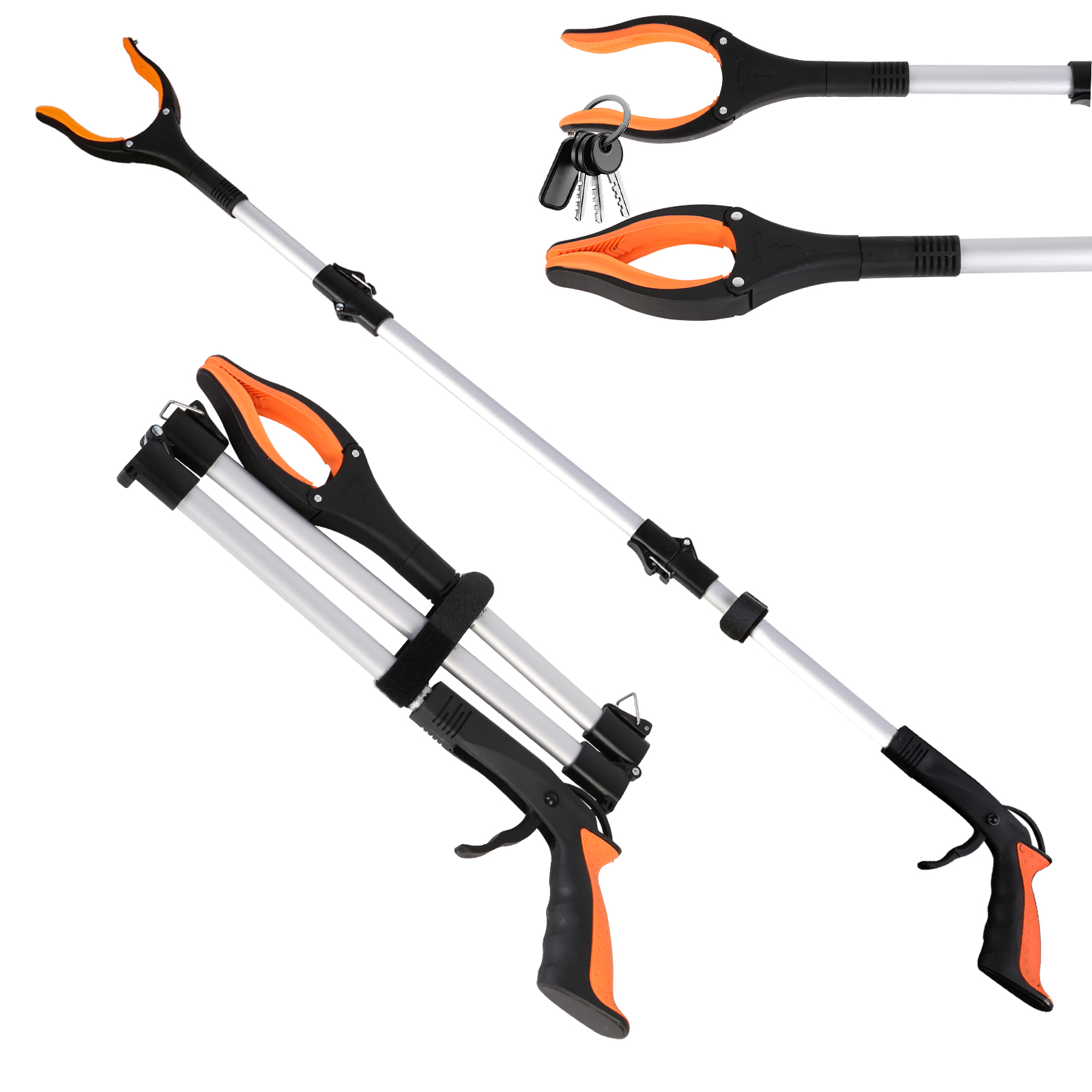 Orange Reacher Grabber Tool Extra Long Lightweight Handy Trash Claw Grabber with Magnets