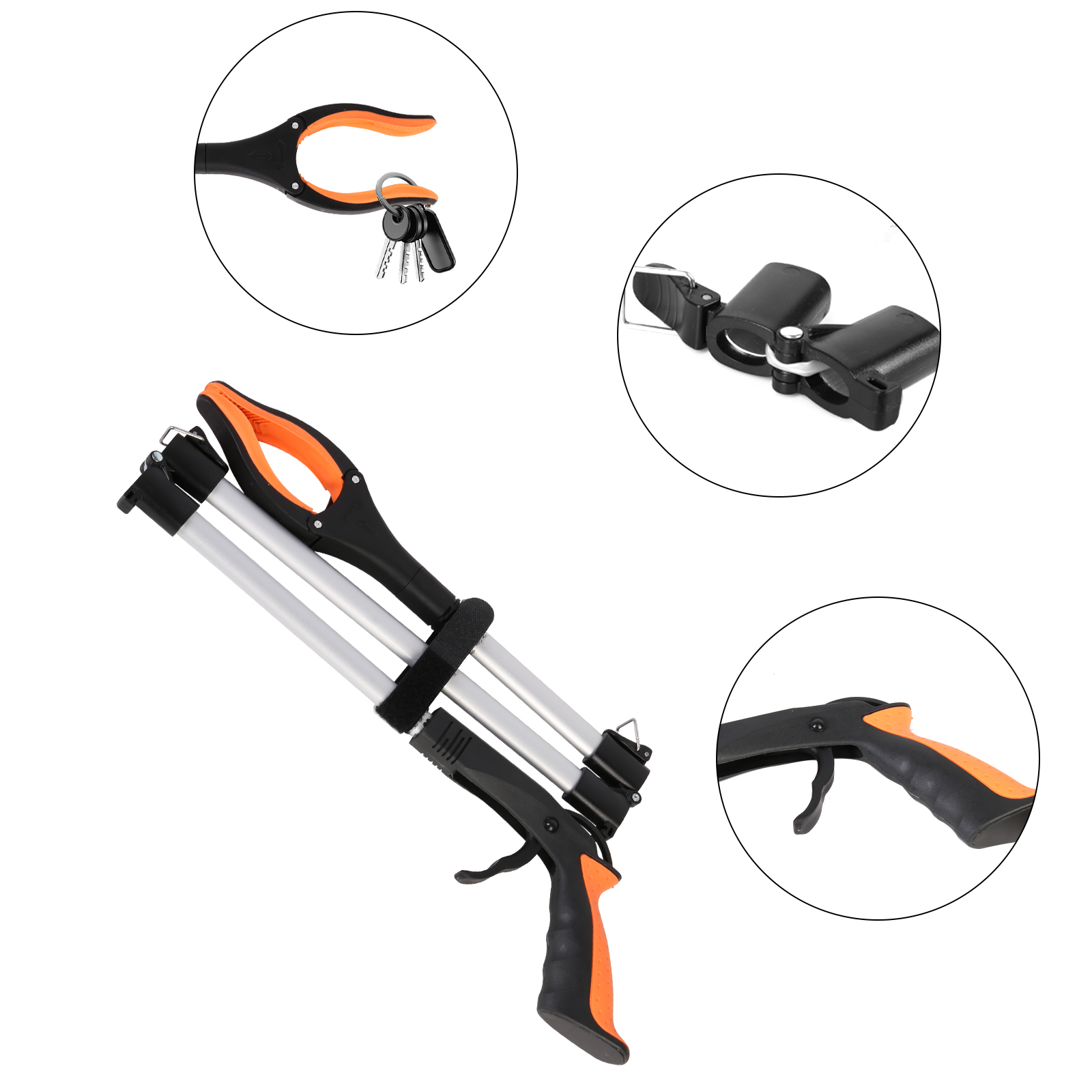 Orange Reacher Grabber Tool Extra Long Lightweight Handy Trash Claw Grabber with Magnets