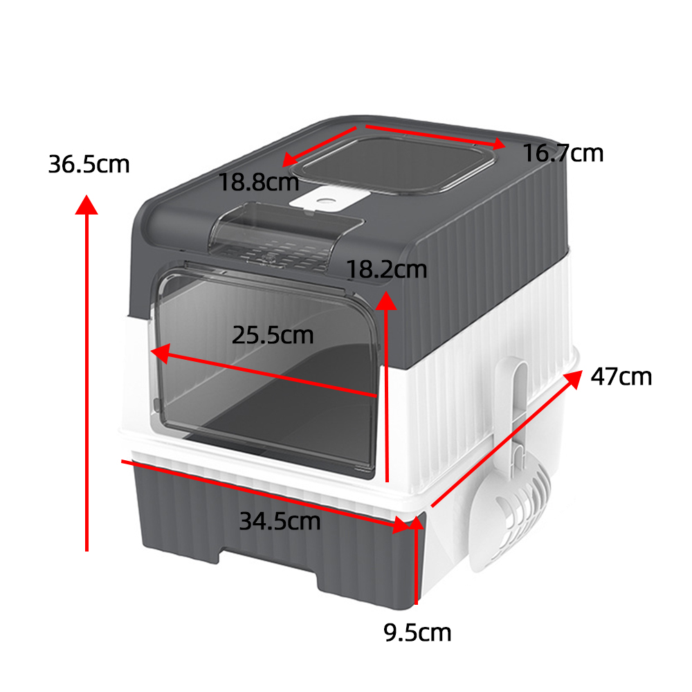 Large Grey Anti-Splashing Self-Cleaning Cat Litter Box Drawer Pan Useful Cat Potty Tray