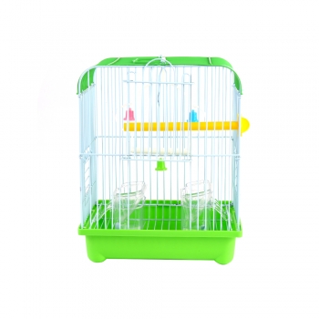 Green Small Bird Cages 22cm x 27cm x 16cm for Canaries Finches Metal with Accessories