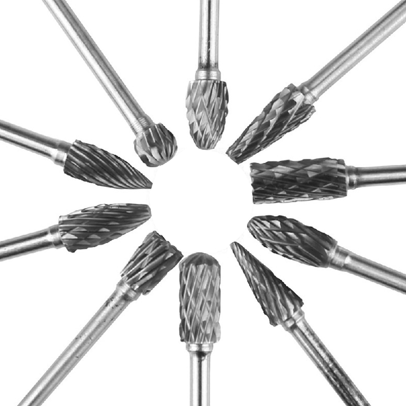 10 pcs Rotary Burr Bit Tungsten Carbide Point Die Grinder Shank Carving Set