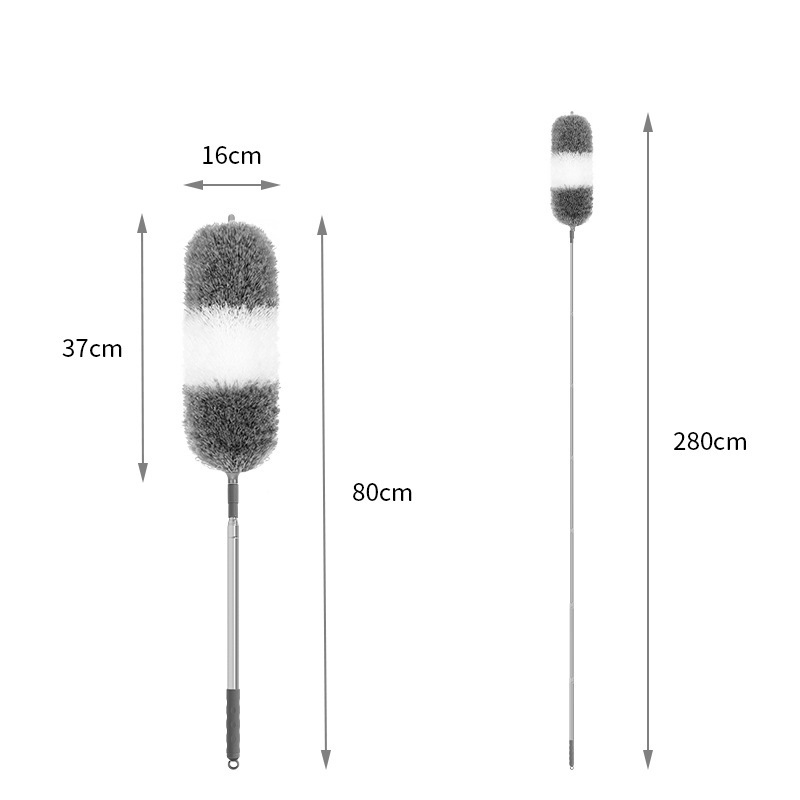 Telescopic Cobweb Duster Feather Cleaning Brush Grey White
