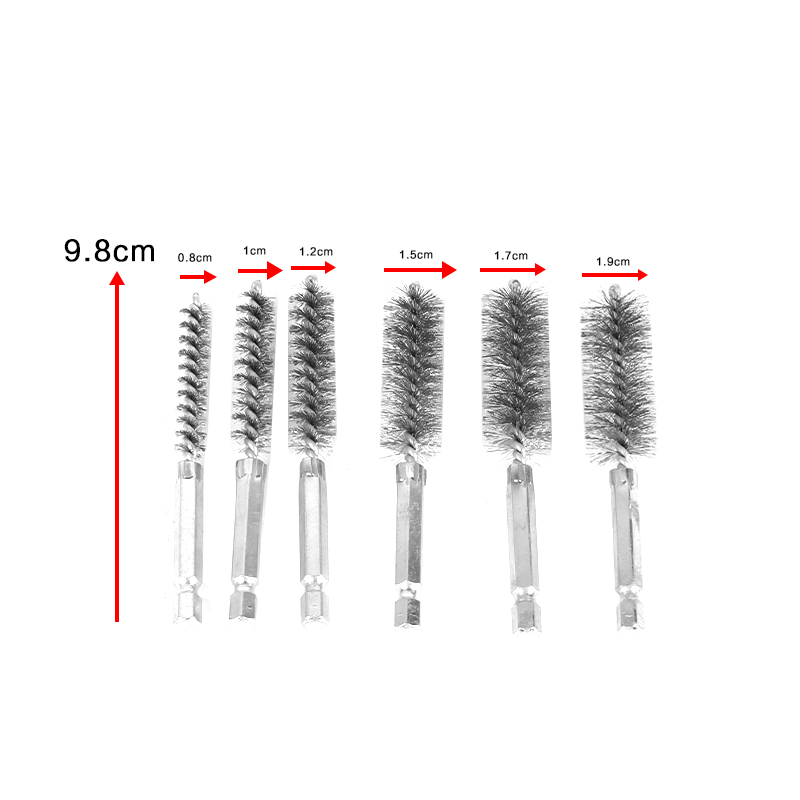 6pcs Drill Wire Brushes Stainless Steel with Hexagonal Rod