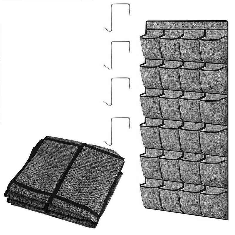 24 Pocket Hanging Shoe Storage Rack Over Door Organizer