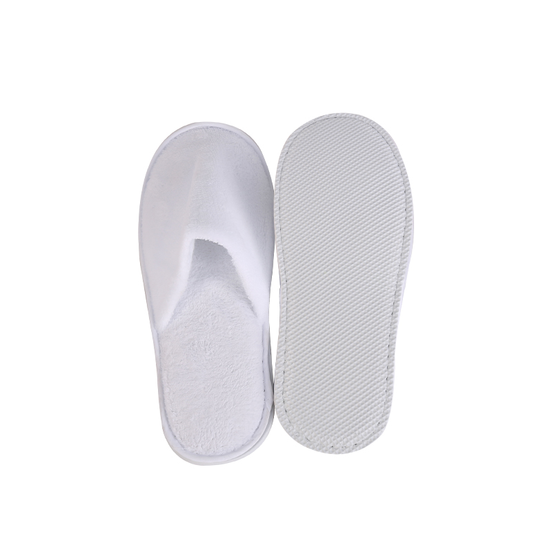 10 Pairs Hotel Slippers Terry Coral Fleece Slippers Closed Toe Hotel Spa Guest Slippers 29cm White