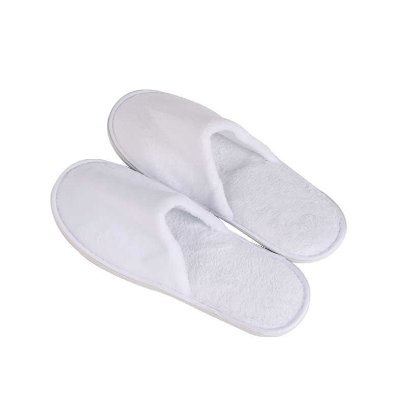 10 Pairs Hotel Slippers Terry Coral Fleece Slippers Closed Toe Hotel Spa Guest Slippers 29cm White