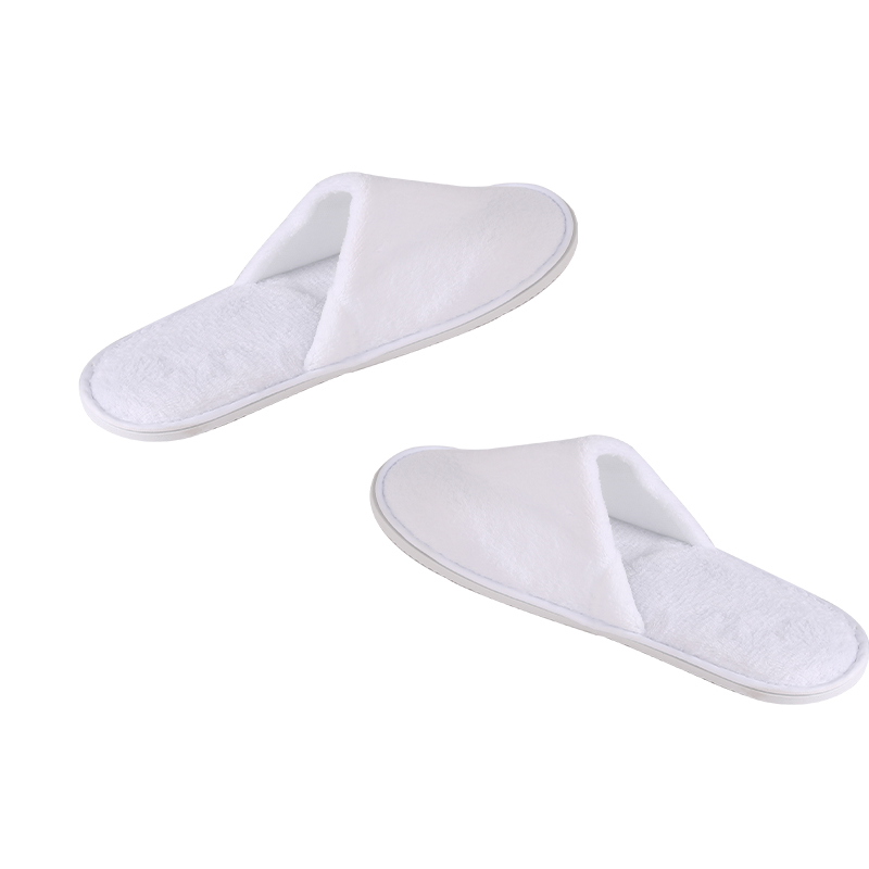 10 Pairs Hotel Slippers Terry Coral Fleece Slippers Closed Toe Hotel Spa Guest Slippers 29cm White