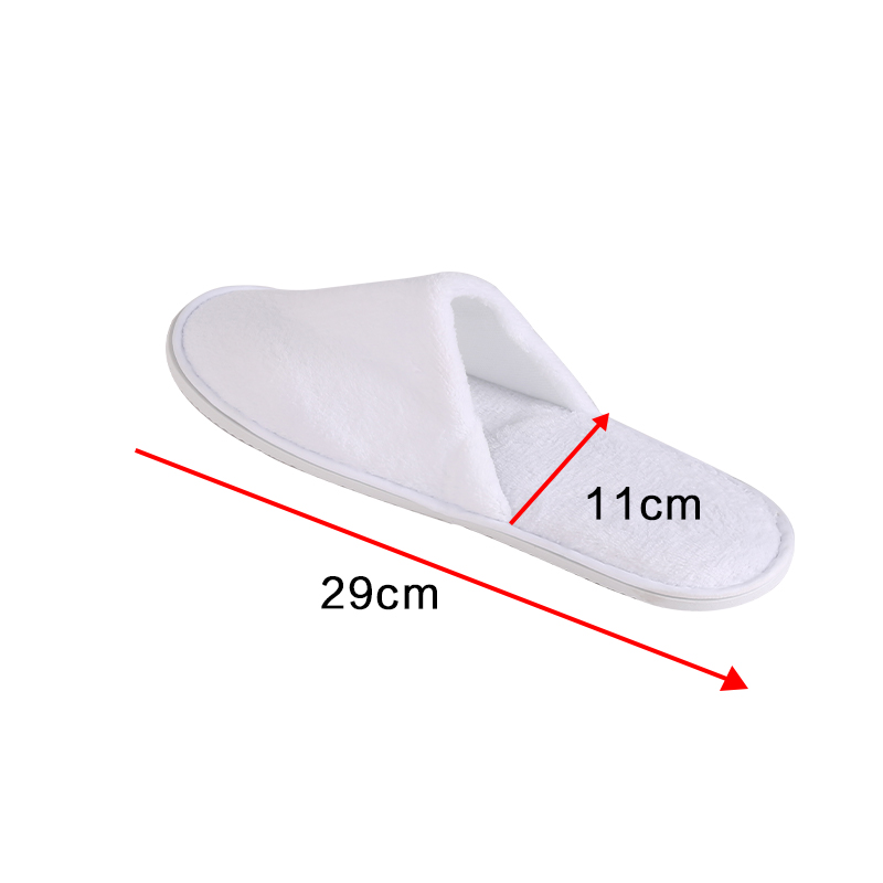 10 Pairs Hotel Slippers Terry Coral Fleece Slippers Closed Toe Hotel Spa Guest Slippers 29cm White