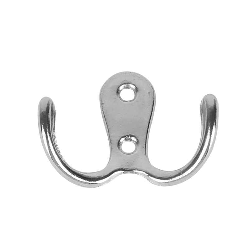 10PCS Silver Metal Double Coat Hooks Heavy Duty Door Hooks with Screws