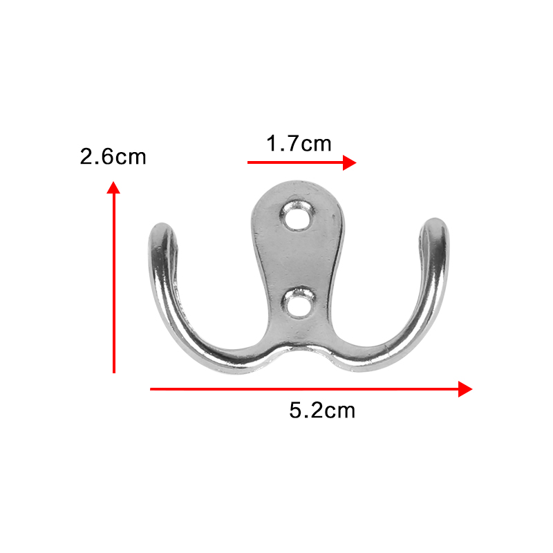 10PCS Silver Metal Double Coat Hooks Heavy Duty Door Hooks with Screws