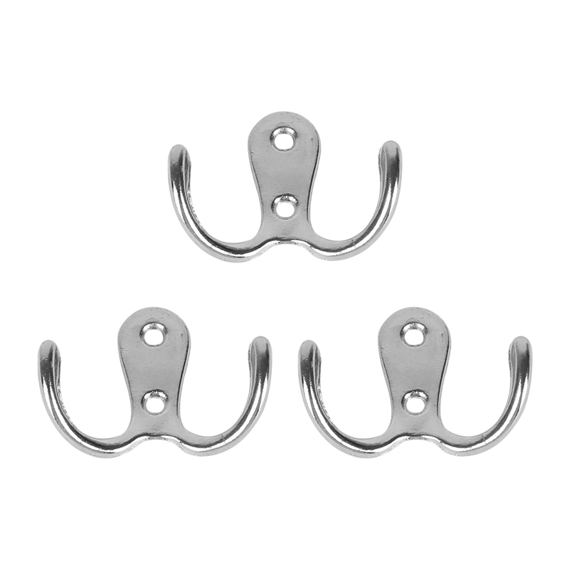 10PCS Silver Metal Double Coat Hooks Heavy Duty Door Hooks with Screws