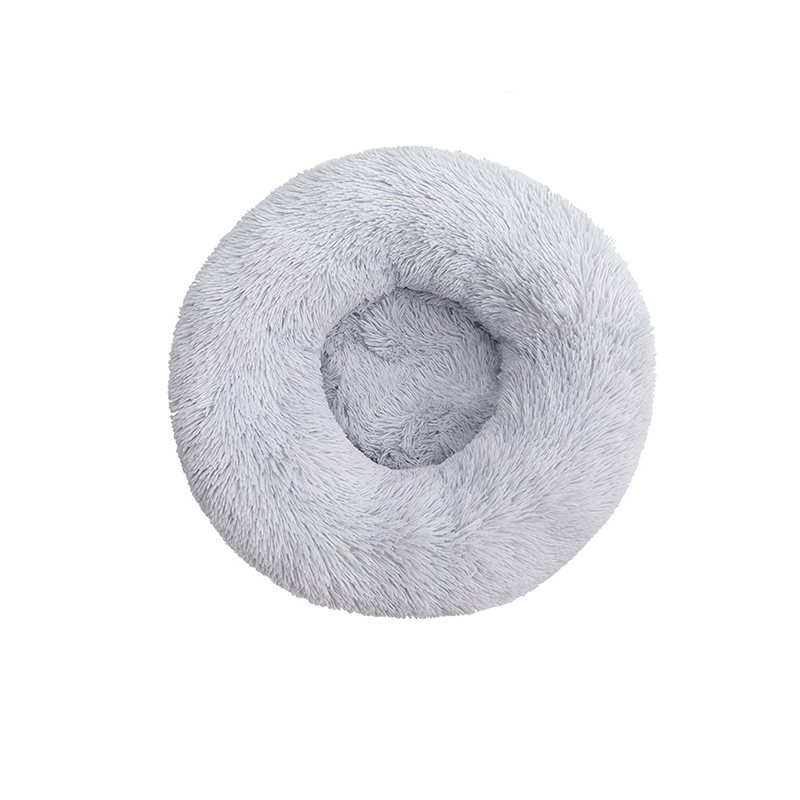 Pet Calming Plush Bed Round Cushion Without Zippers Grey Diameter 70cm