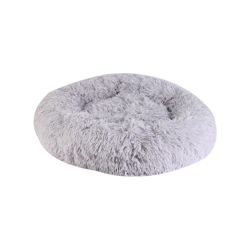 Pet Calming Plush Bed Round Cushion Without Zippers Grey Diameter 70cm