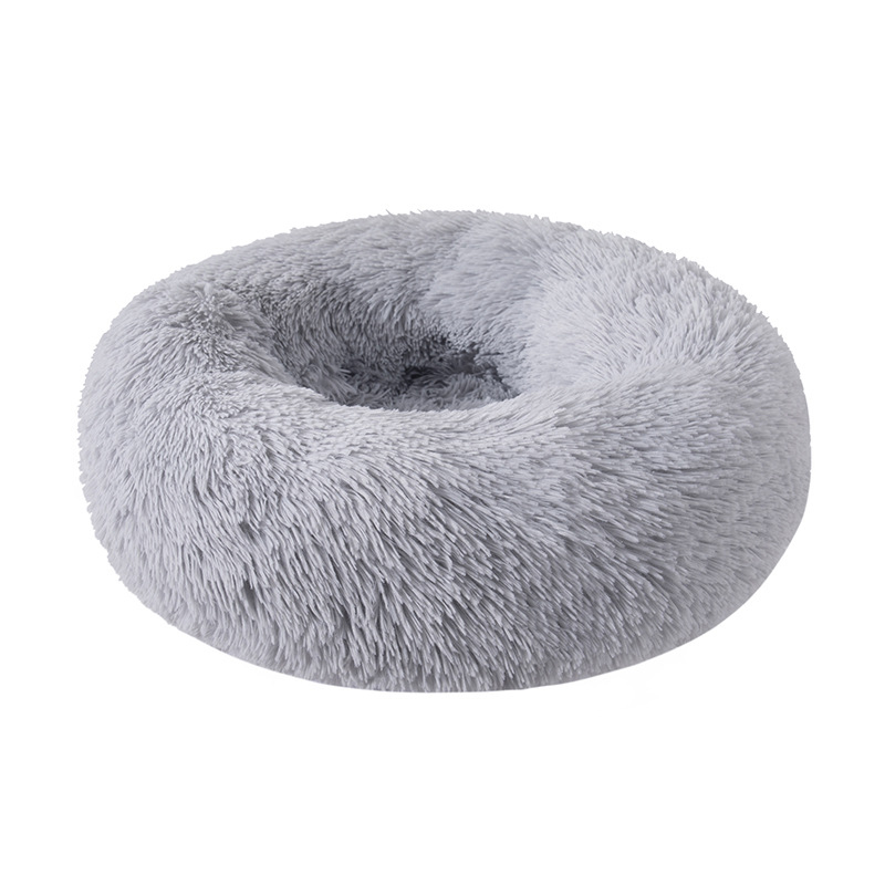 Pet Calming Plush Bed Round Cushion Without Zippers Grey Diameter 70cm