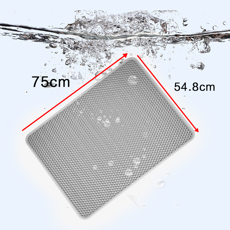 Washable Double Layer Cat Litter Mat Non Slip Pad for Litter Box Paw Cleanup Pets Grey