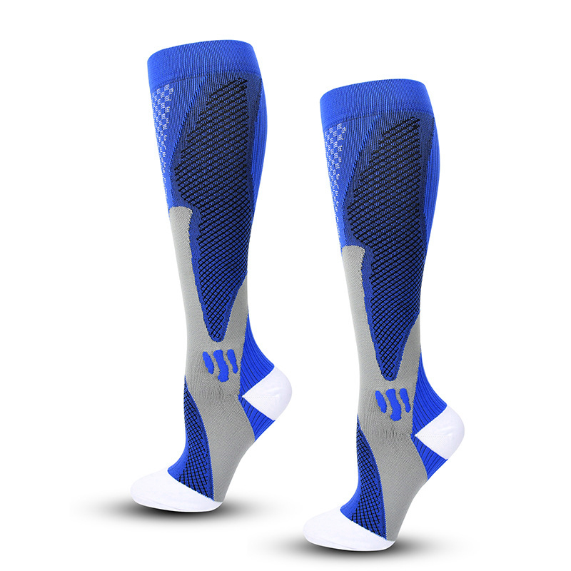 One Pair Unisex Compression Socks Sports Calf and Shin Support Blue L/XL