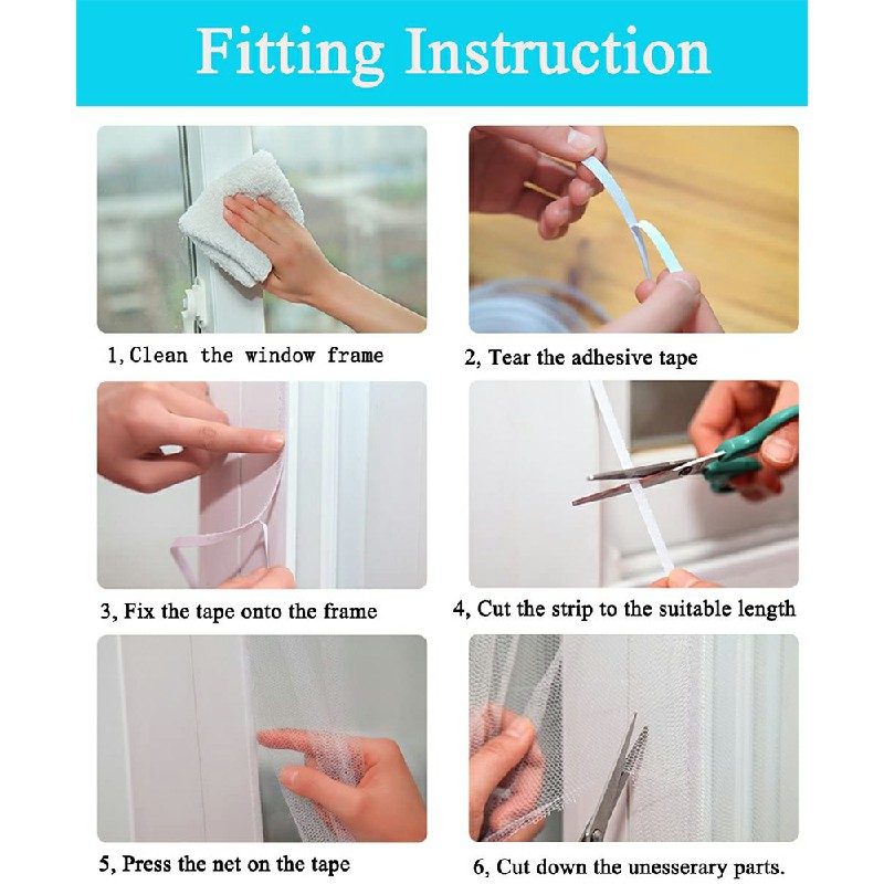 Window Screen White Door Netting Mesh Net prevent for Mosquito Fly Insect Moth