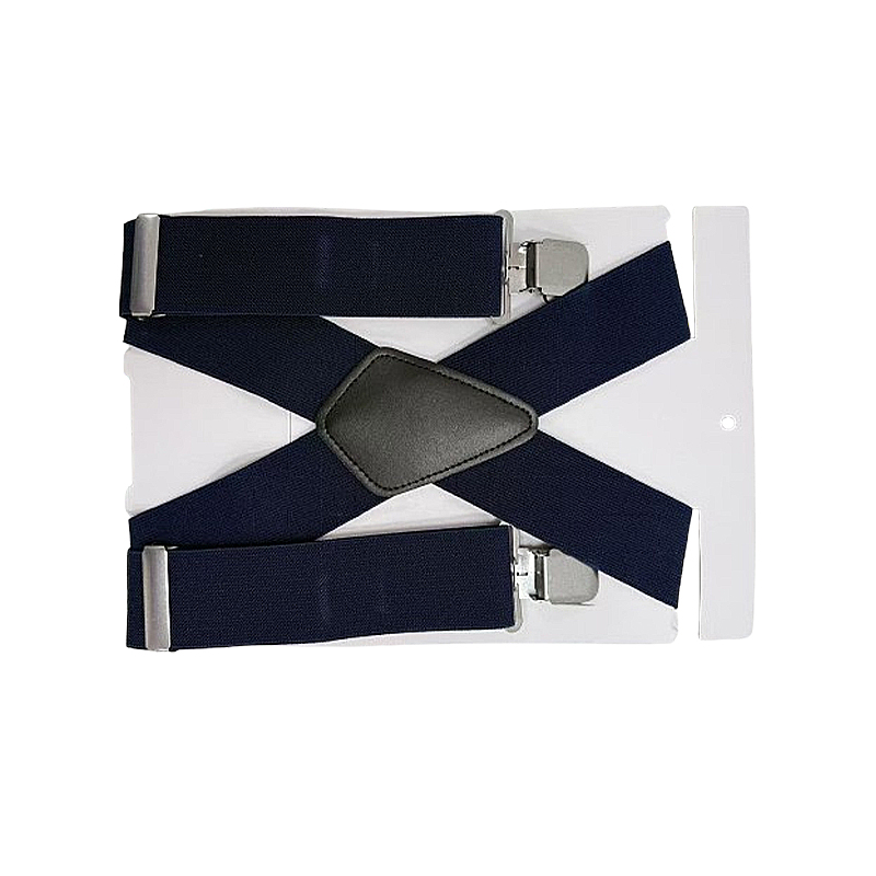 50MM Width Mens X Shape Braces Adjustable Elastic Suspenders Deep Blue