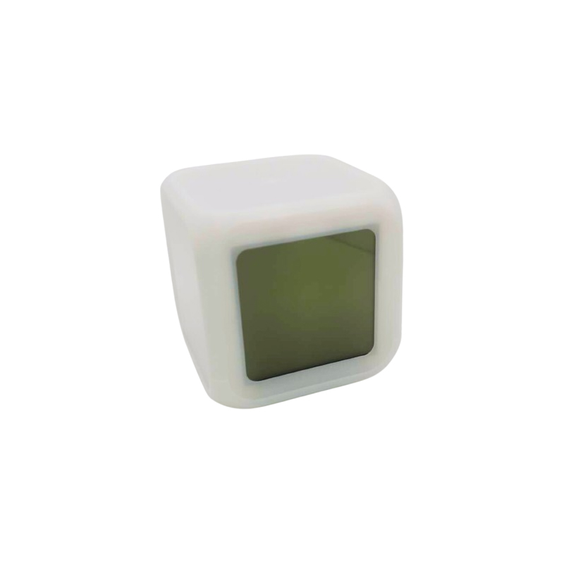 LED Silent Clock Cube Alarm with 7 Colors Glowing Date Day and Temperature Display