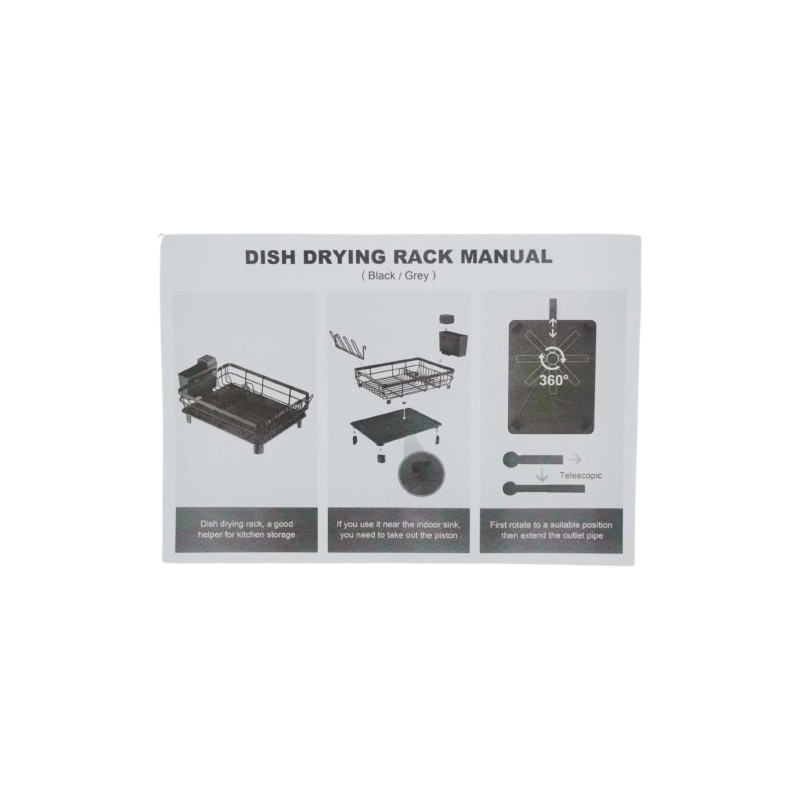 Stainless Steel Dish Drying Rack with Drip Tray and Utensil Holder Home Grey