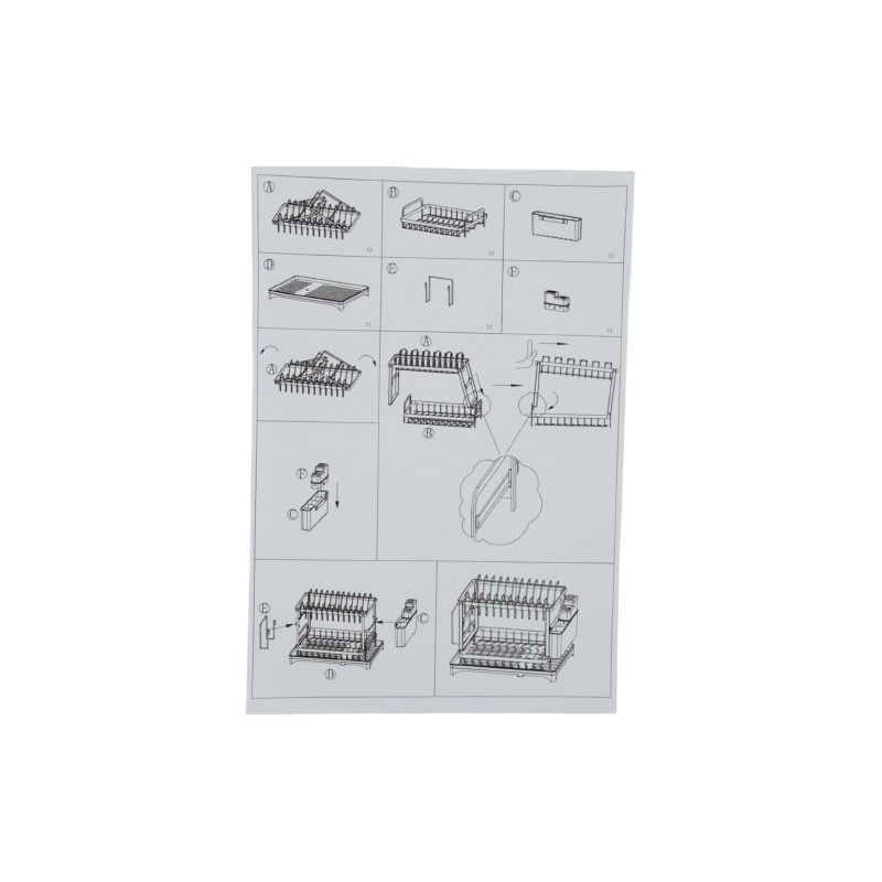 2 Tier Sink Dish Drainer Rack with Drip Tray Plate Rack and Cutlery Holder Black