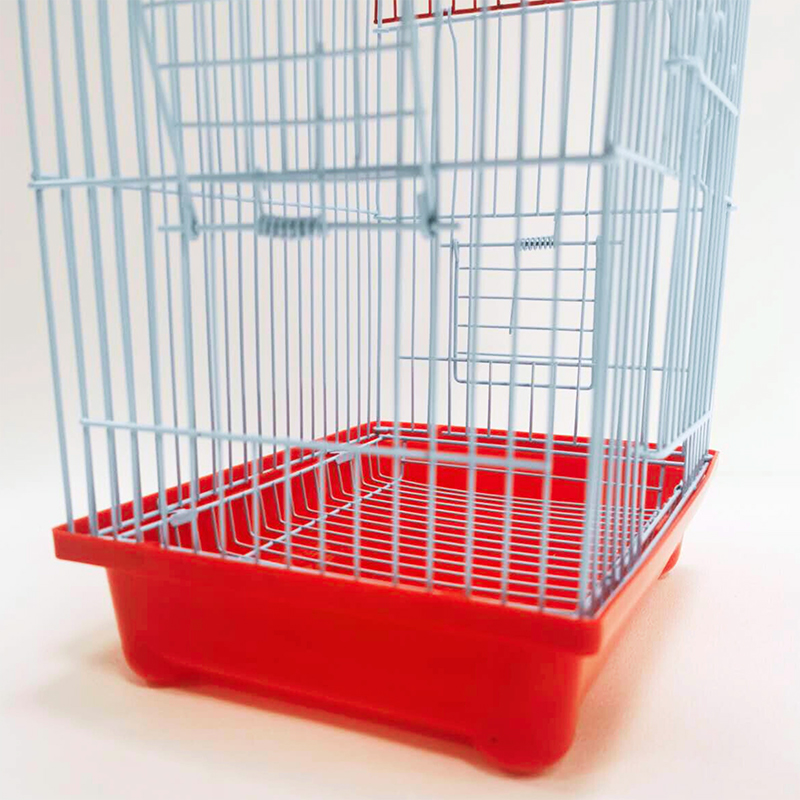Red Small Bird Cages 22cm x 27cm x 16cm for Canaries Finches Metal with Accessories