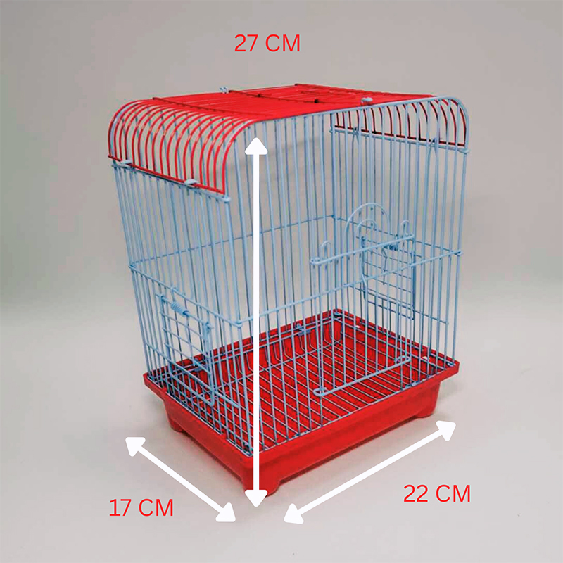 Red Small Bird Cages 22cm x 27cm x 16cm for Canaries Finches Metal with Accessories