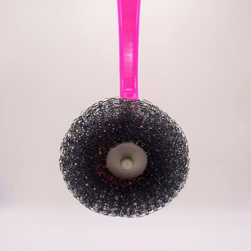 25cm Stainless Steel Kitchen Mesh Brush Scourer Scrubbers with Handle Home Use