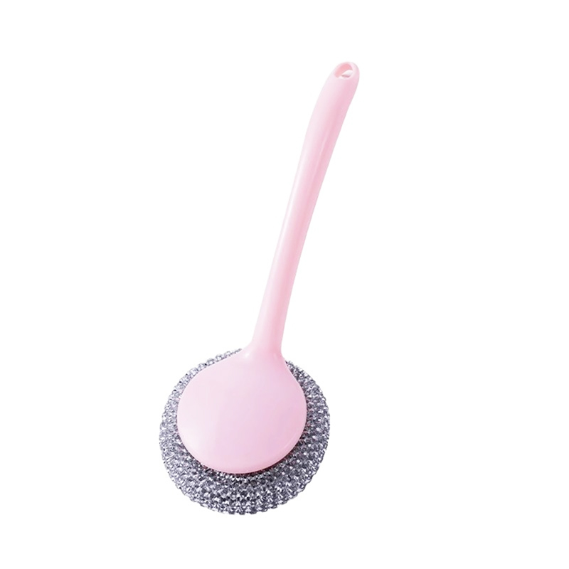 6PCS Silver Steel Wool Scrubber Kitchen Scourers with Handle