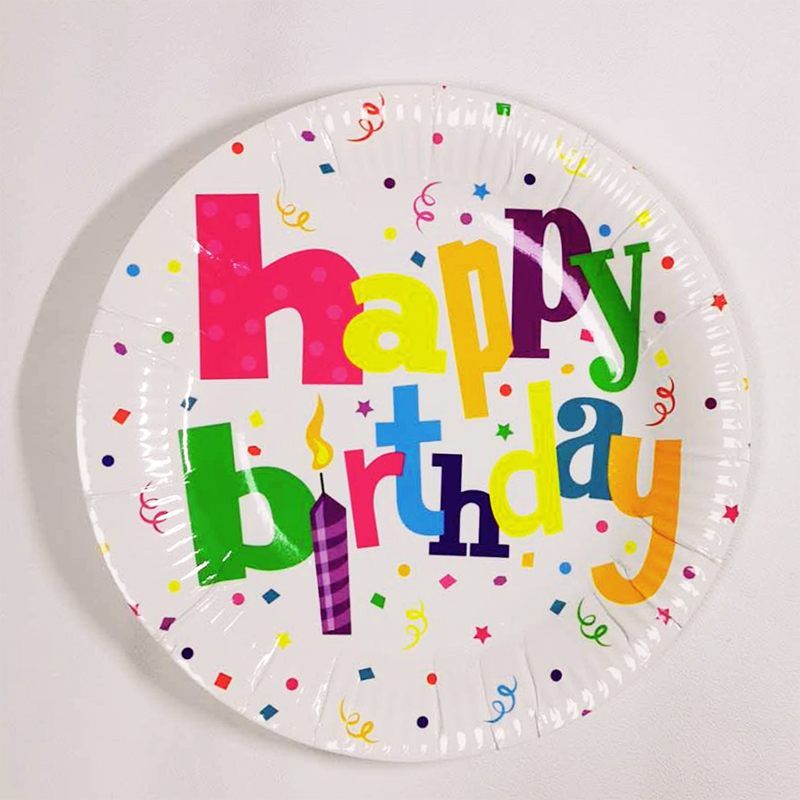 7pcs Disposable Paper Large Plates for Party Tableware Happy Birthday Party