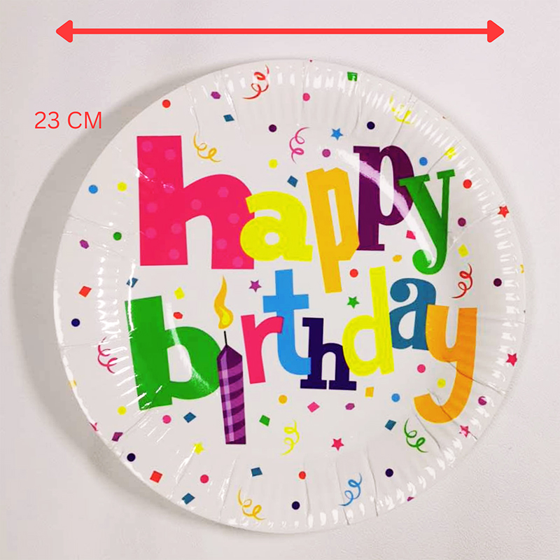 7pcs Disposable Paper Large Plates for Party Tableware Happy Birthday Party