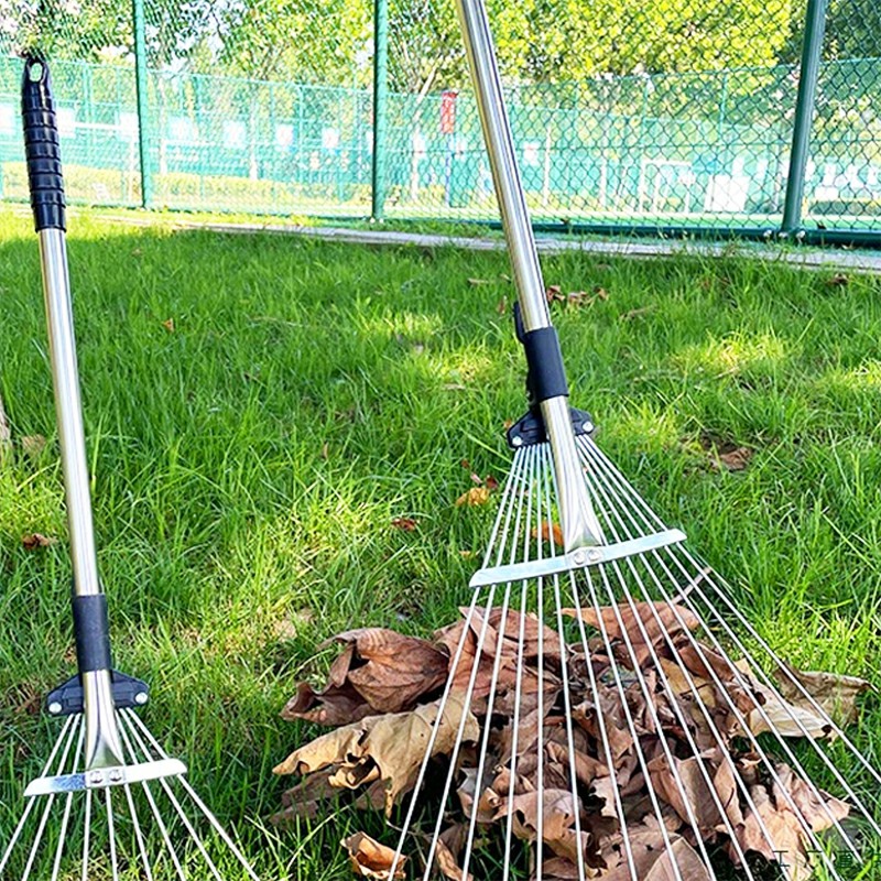 Telescopic Expandable Garden Rake 23cm x 70cm Non Stick Handle Rake