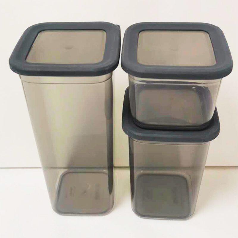 3 Pcs Square Food Storage Container Set Home Kitchen 550ml/1.2L/1.75L