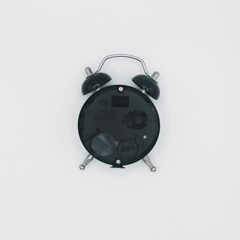 Double Bell Classic Alarm Clock Quartz Movement Mini Analog Clock Black