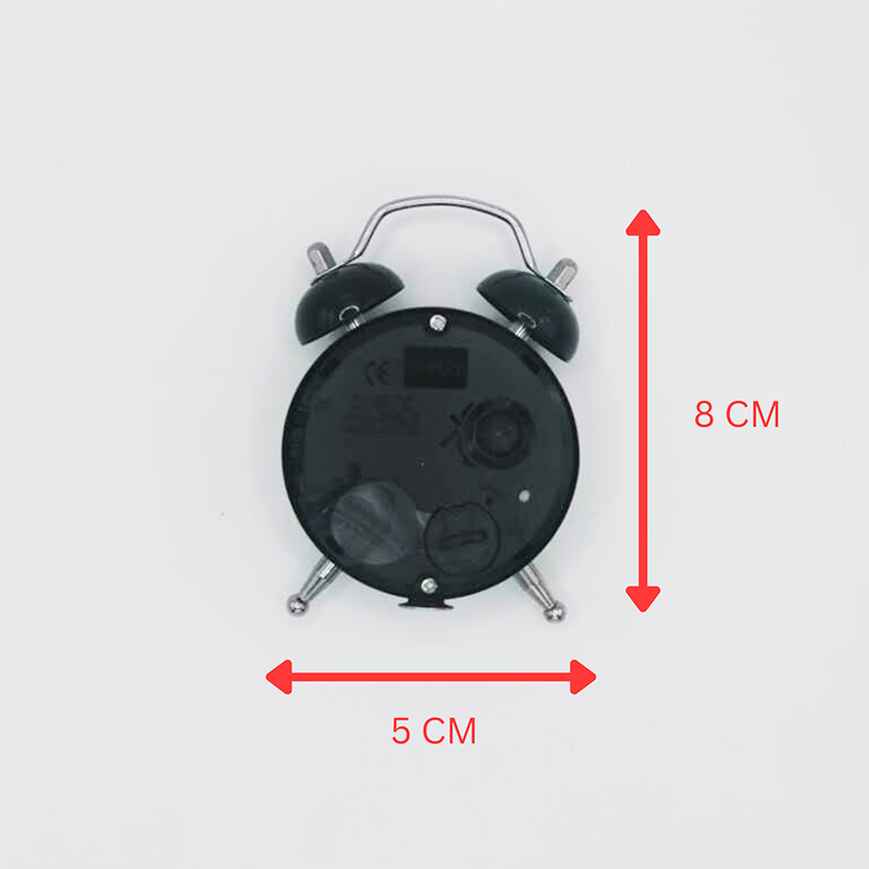 Double Bell Classic Alarm Clock Quartz Movement Mini Analog Clock Black