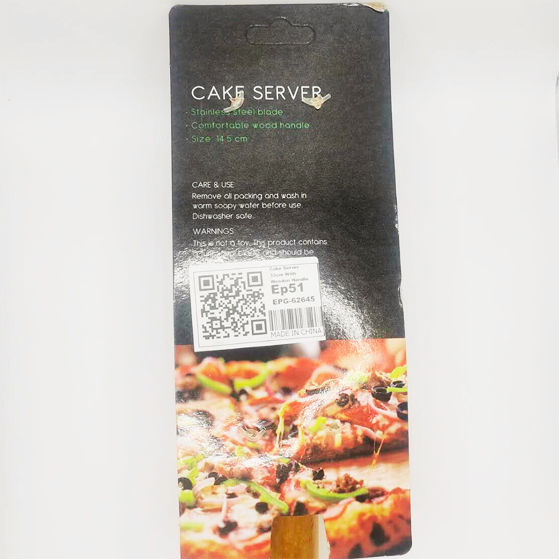 33cm Cake Server with Wooden Handle Serrated-Edge Cake Slicer