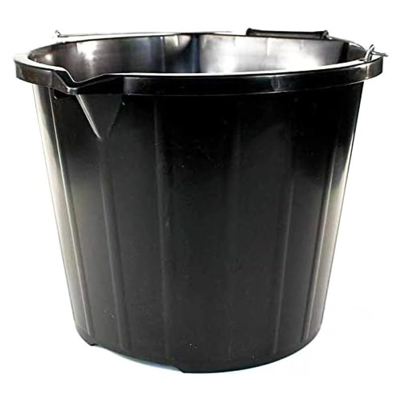 Black Plastic Utility Bucket 32cm x 26cm Durable Handle