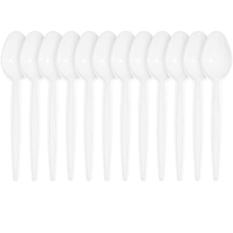 100PCS White Reusable Plastic Spoons Serving Spoon