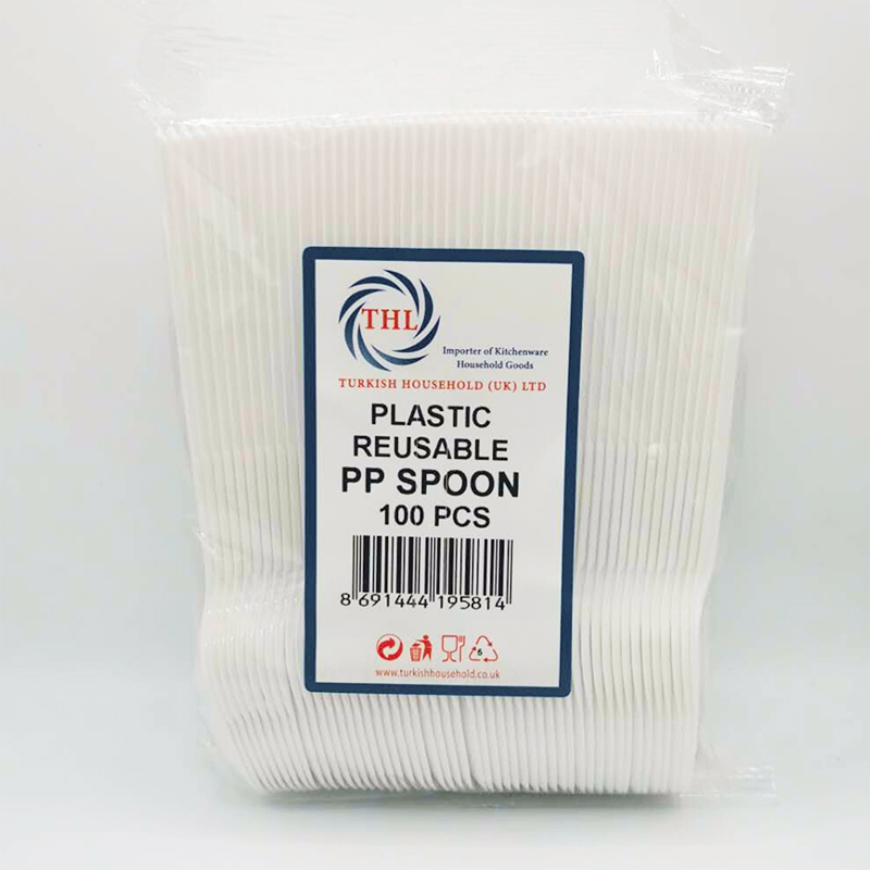 100PCS White Reusable Plastic Spoons Serving Spoon