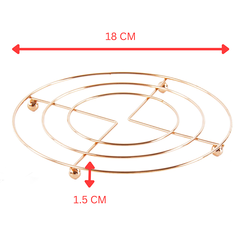 Round Chrome Trivet Copper Colour Hot Pad Safety Holder Useful Gift 18cm