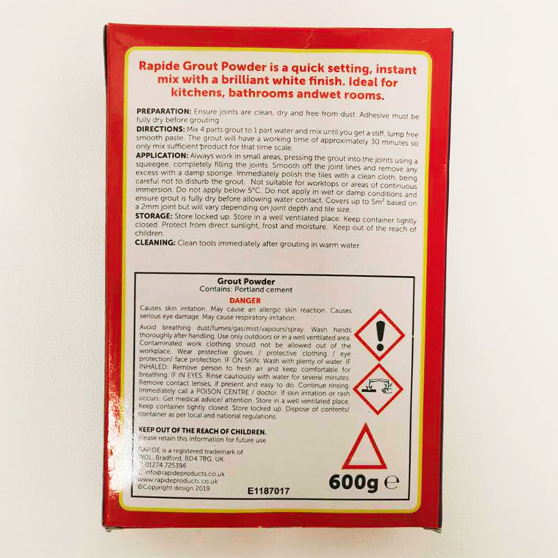 White Quick Setting Grout Powder Instant Mix Brilliant Finish Grout Powder